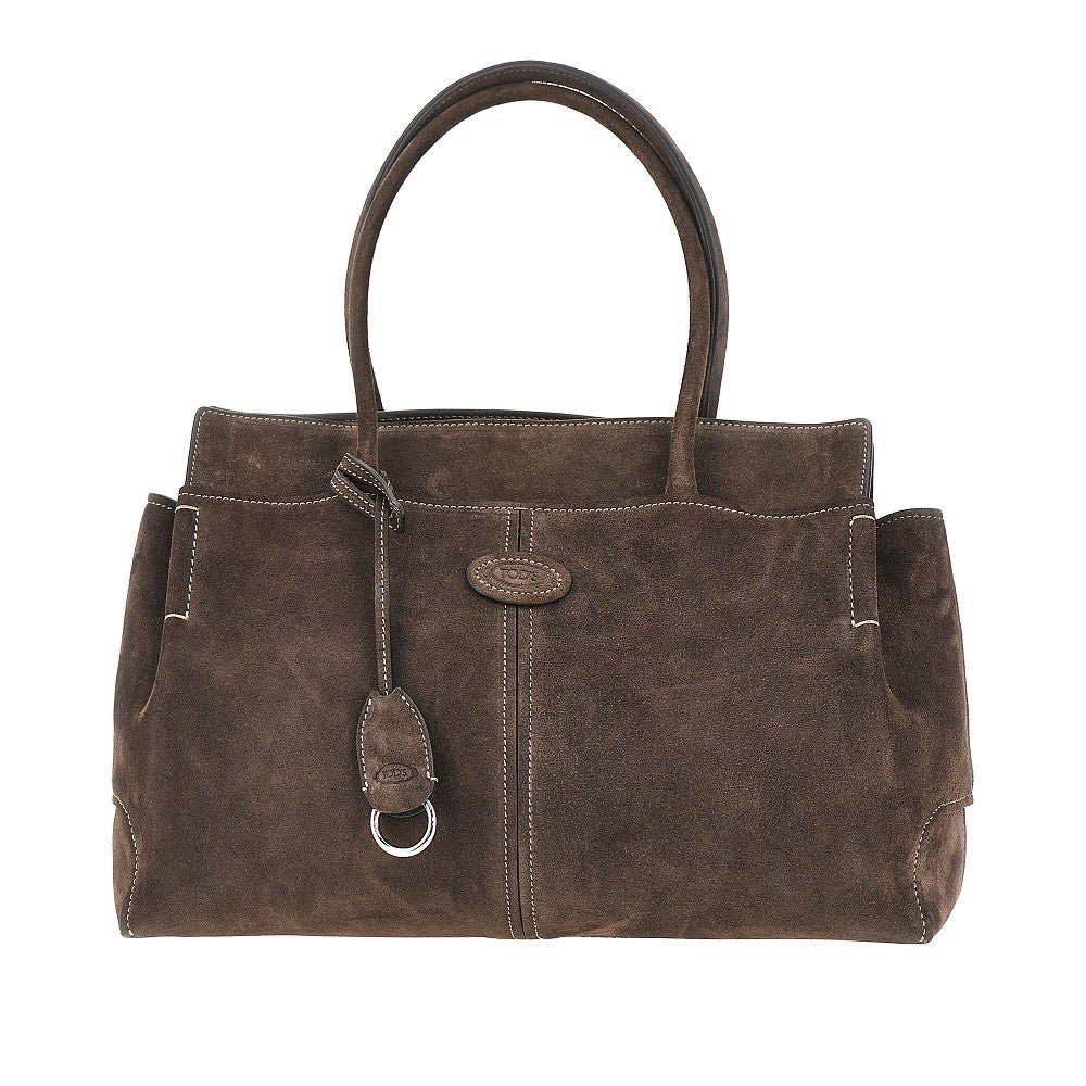 Shopping bag media in pelle scamosciata