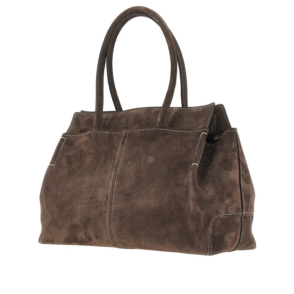 Shopping bag media in pelle scamosciata