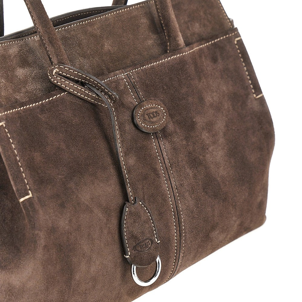 Shopping bag media in pelle scamosciata
