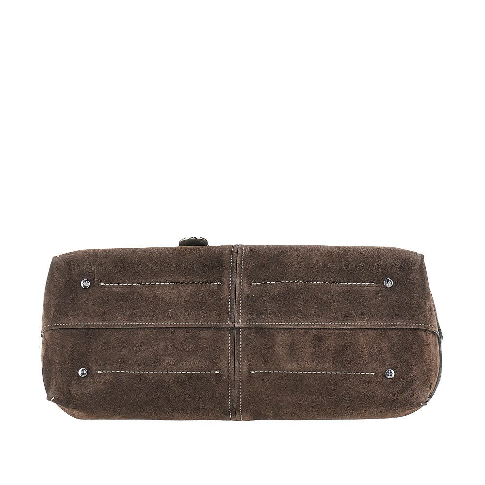 Shopping bag media in pelle scamosciata