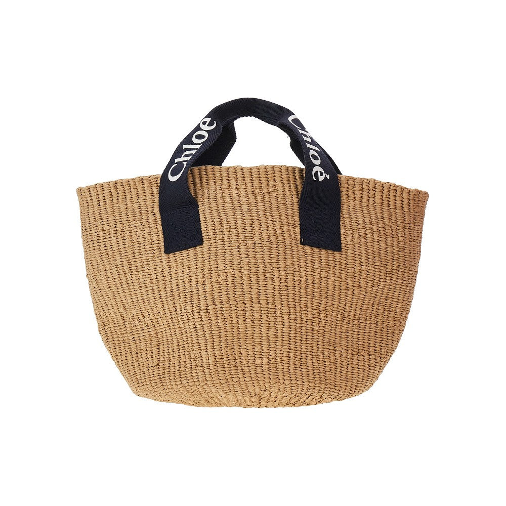 Woven raffia basket bag
