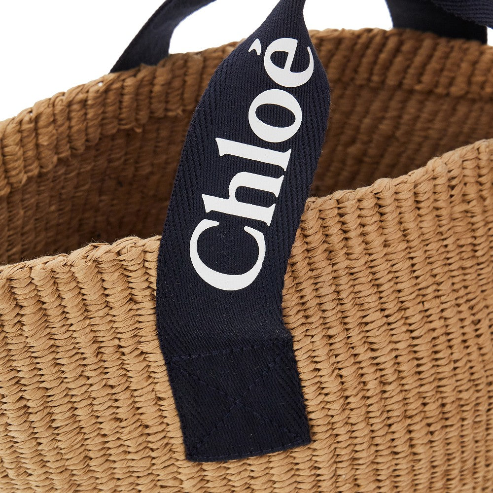 Woven raffia basket bag