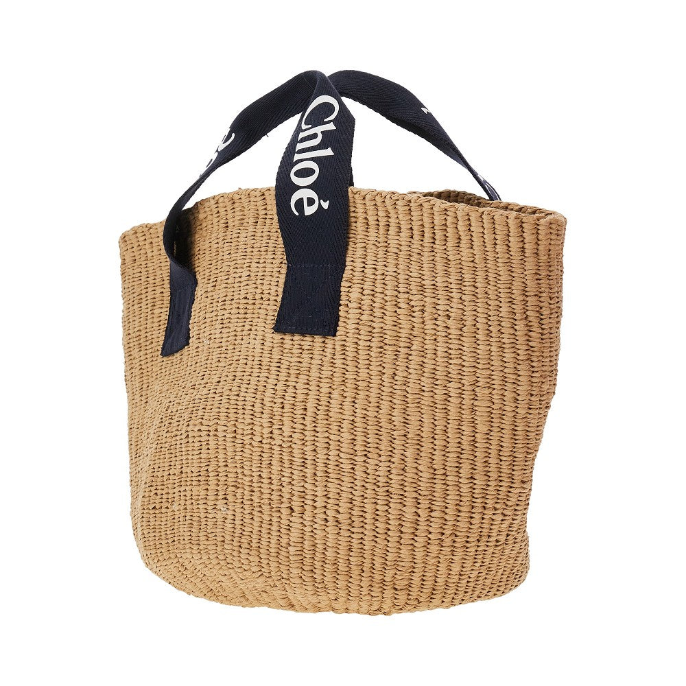 Woven raffia basket bag