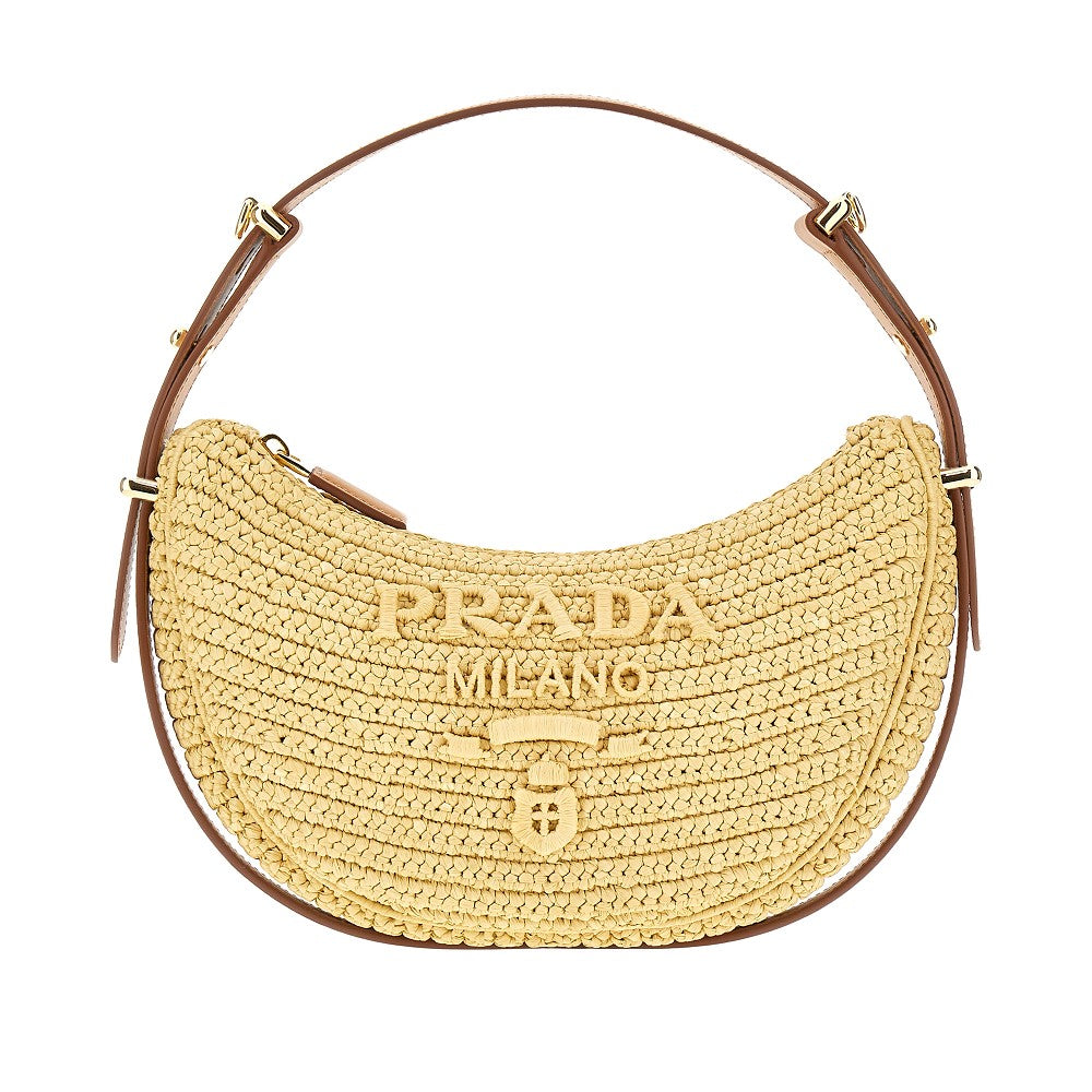 &#39;Prada Arqué&#39; crochet raffia shoulder bag