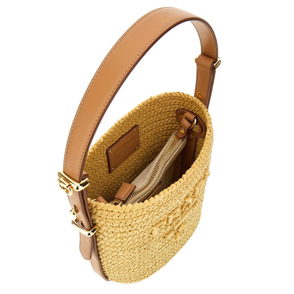 Crochet raffia bucket bag