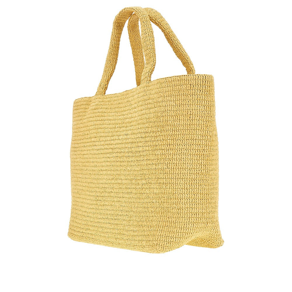 Raffia tote bag with logo embroidery