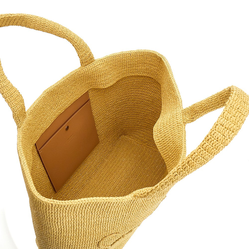 Raffia tote bag with logo embroidery