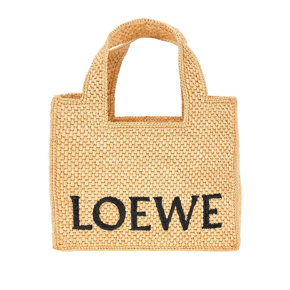 Tote bag piccola in raffia con logo