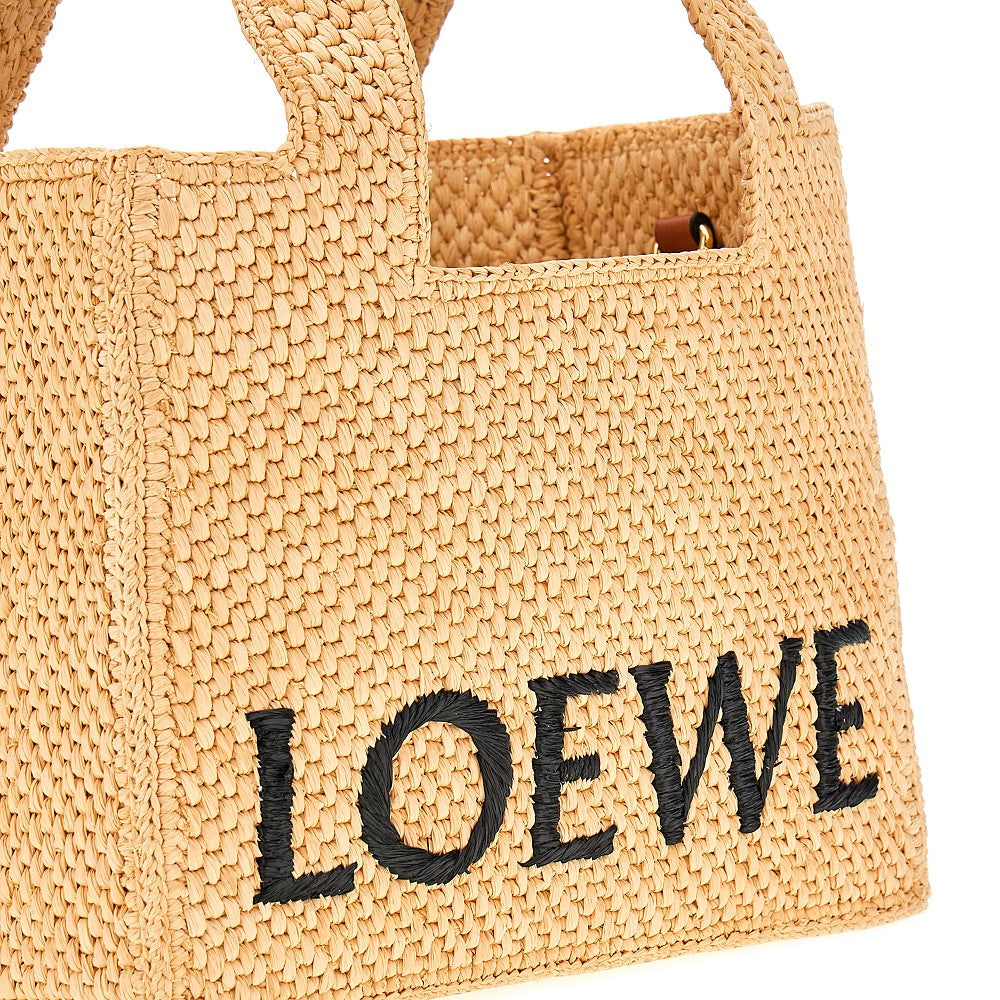 Tote bag piccola in raffia con logo