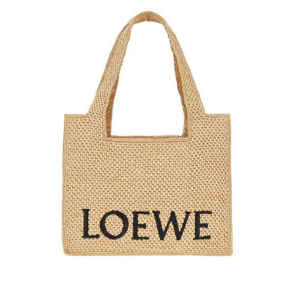 Medium 'LOEWE Font Tote' bag in raffia