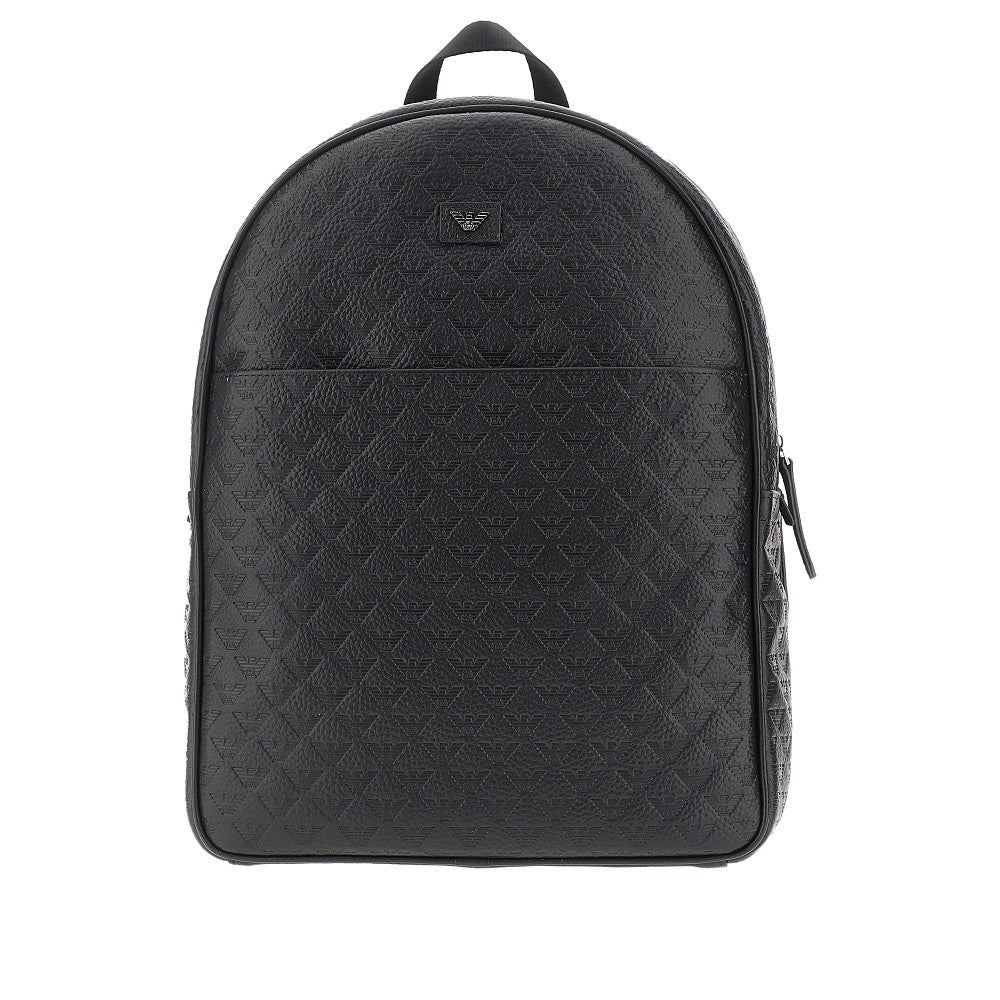 All-over Eagle embossed leather backpack