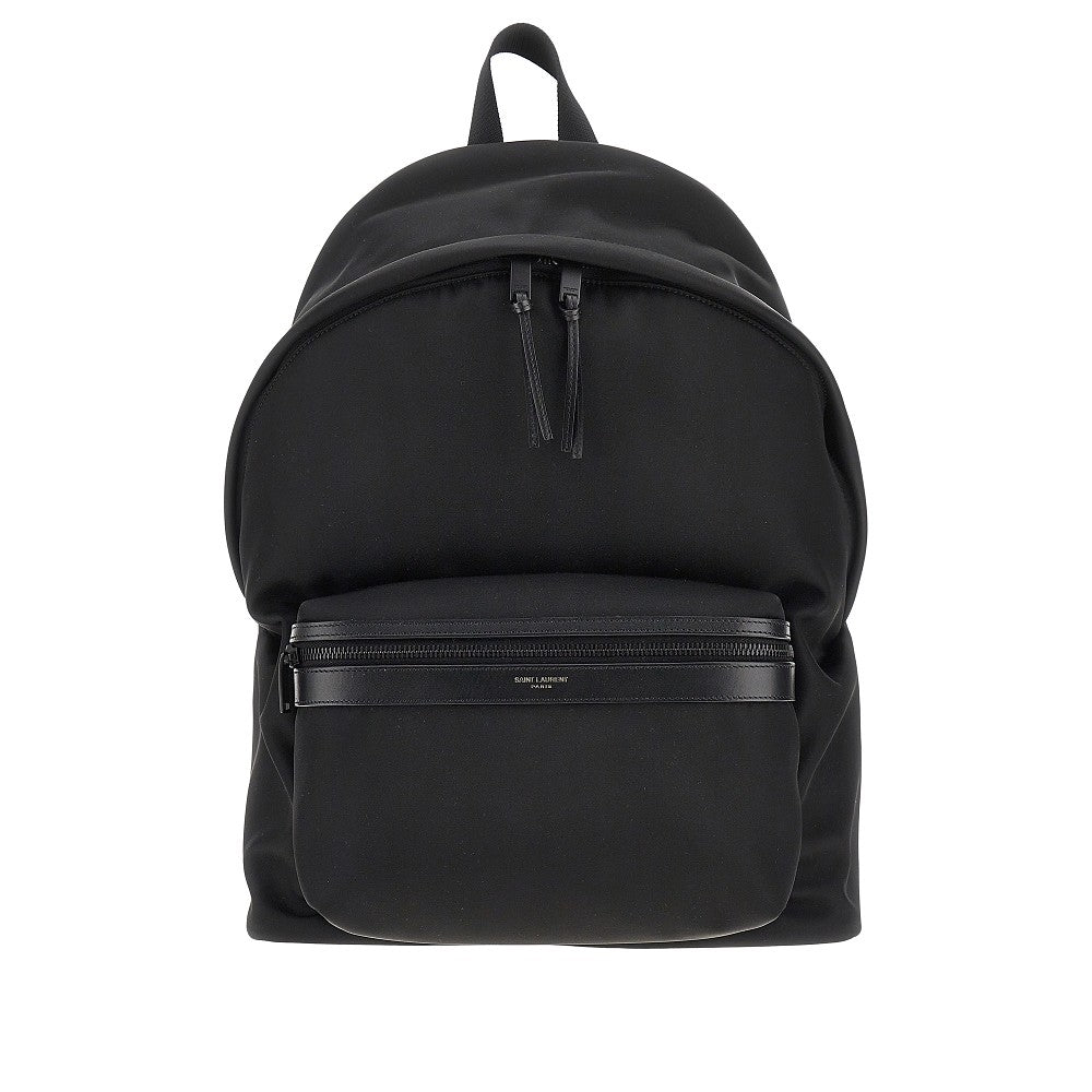 'City' nylon backpack with leather details