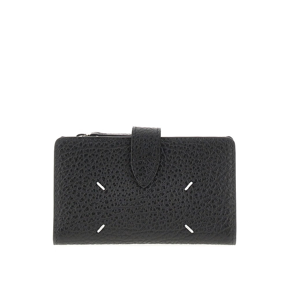 Portacarte bi-fold in pelle grain