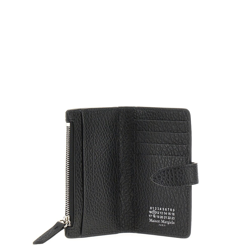 Portacarte bi-fold in pelle grain