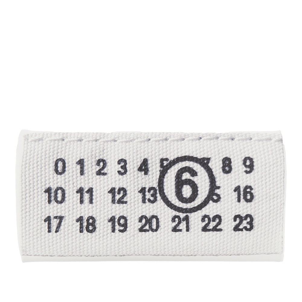 'Numeric label' faux leather clutch