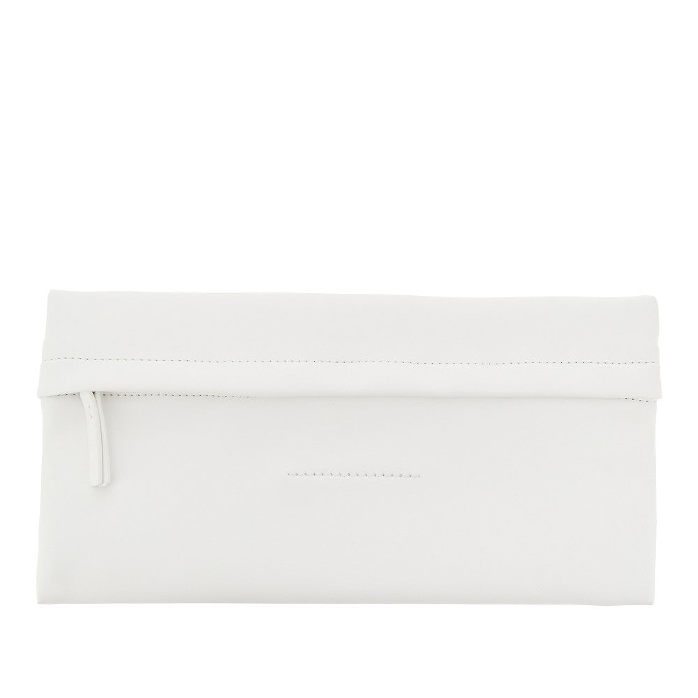 'Numeric label' faux leather clutch