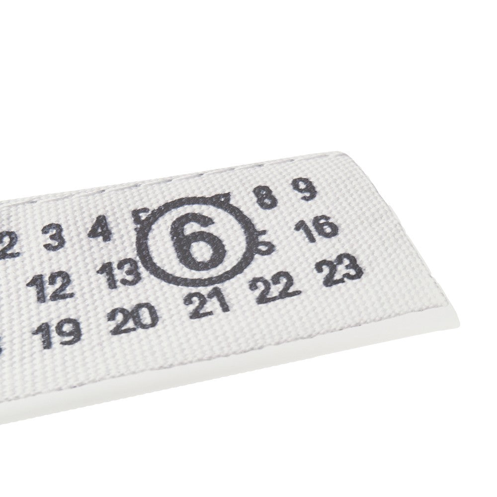 'Numeric label' faux leather clutch