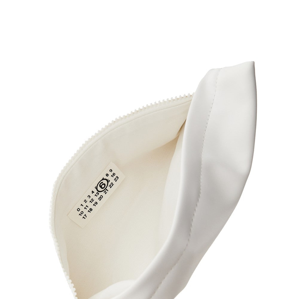 'Numeric label' faux leather clutch