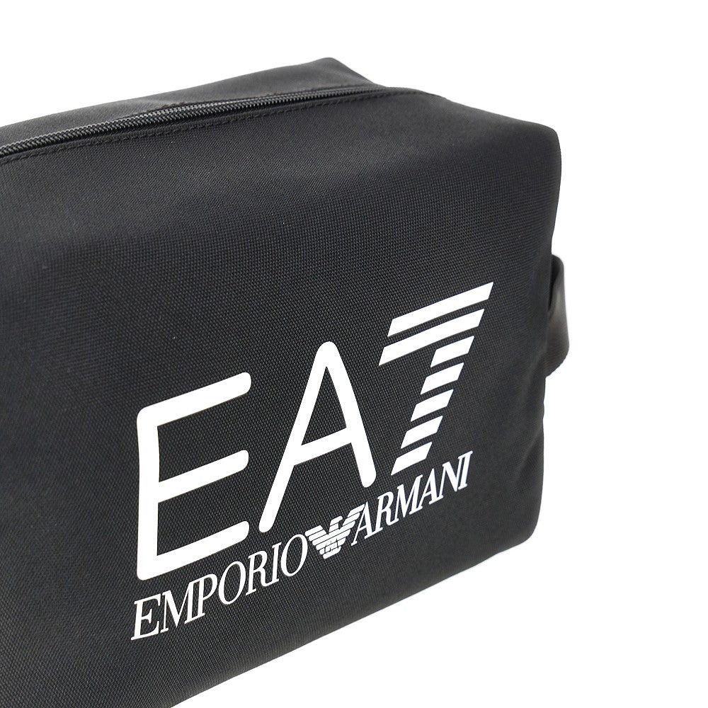 Logo print canvas wash bag