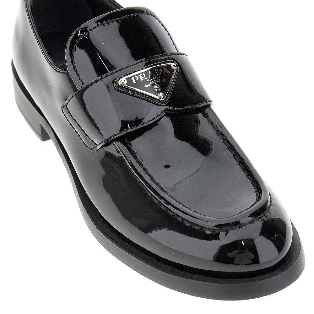 Patent leather loafers with triangle logo