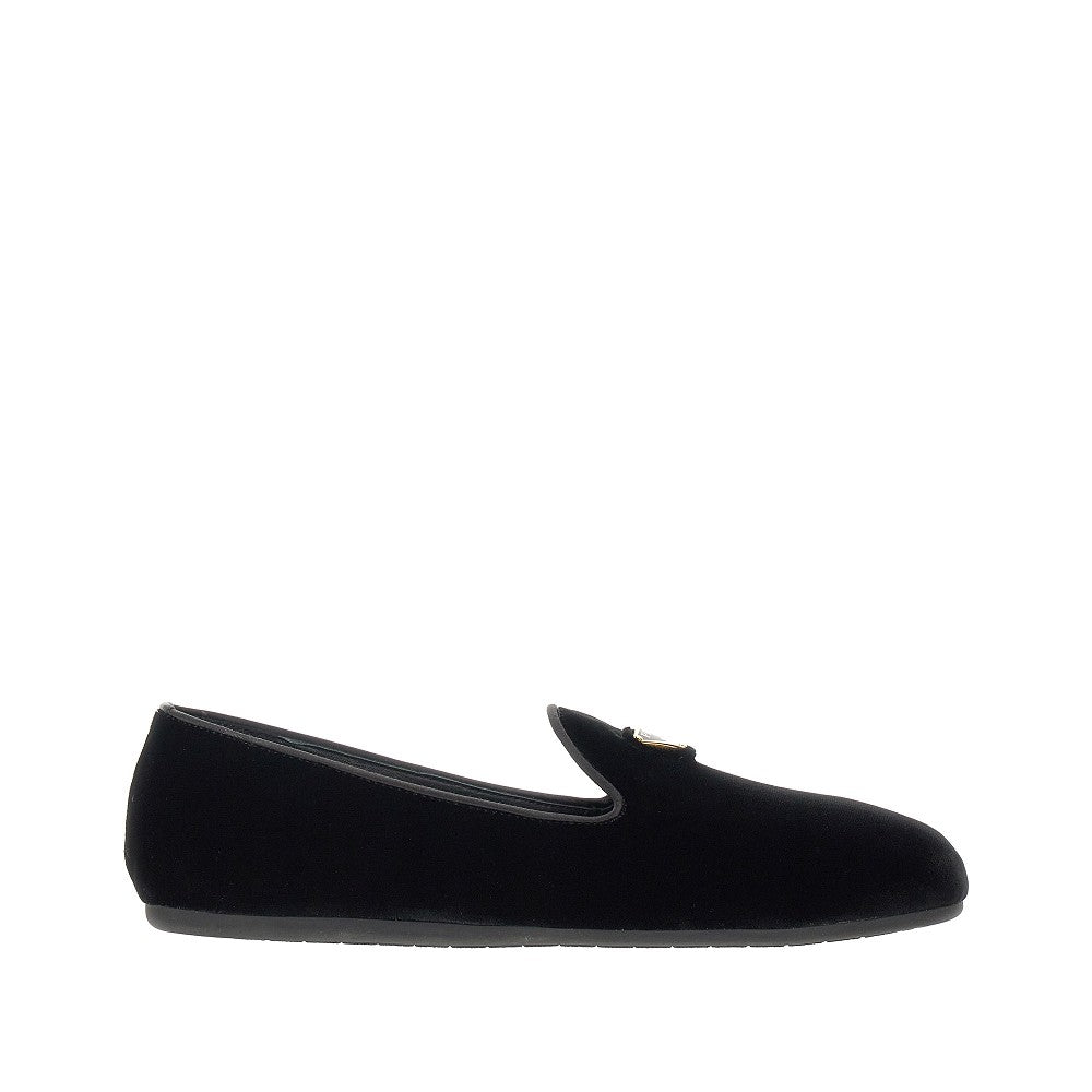 Velvet loafers with triangle logo