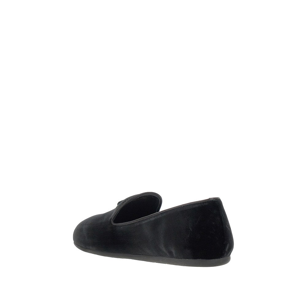 Velvet loafers with triangle logo