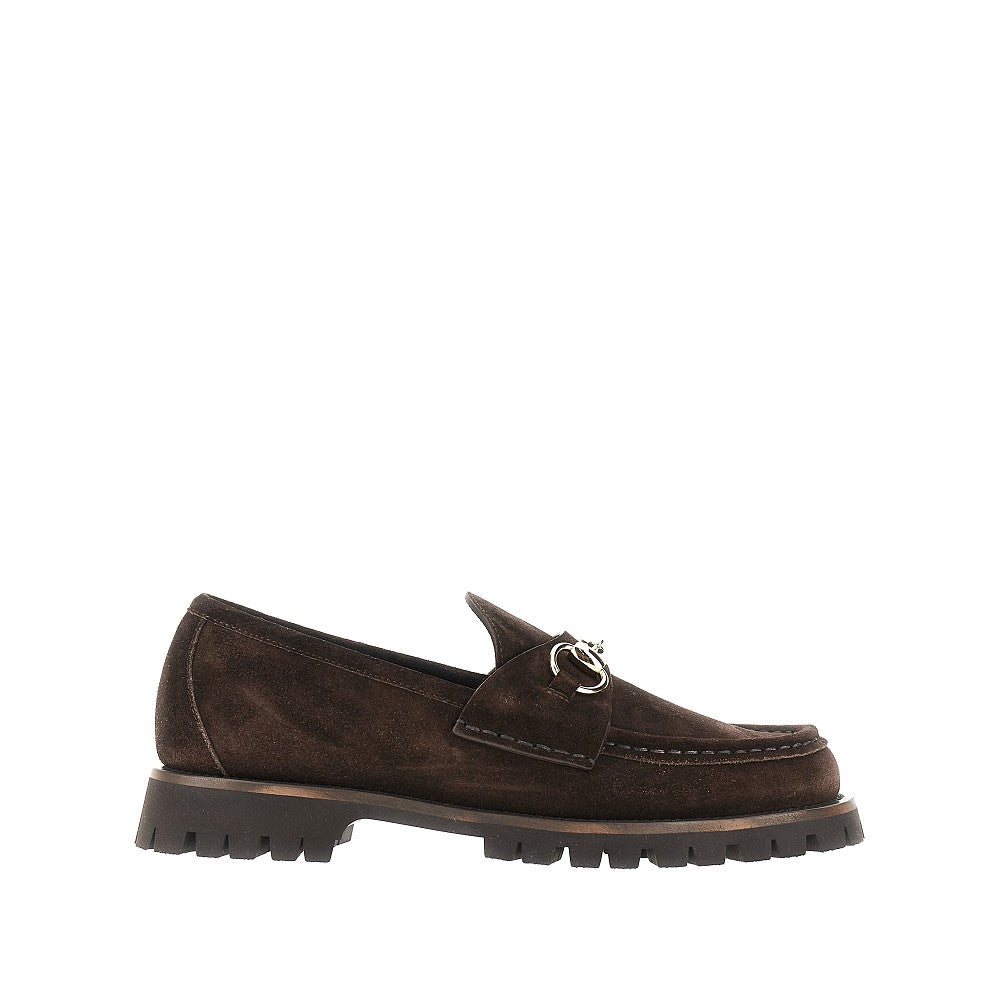 Suede leather loafers with Horsebit