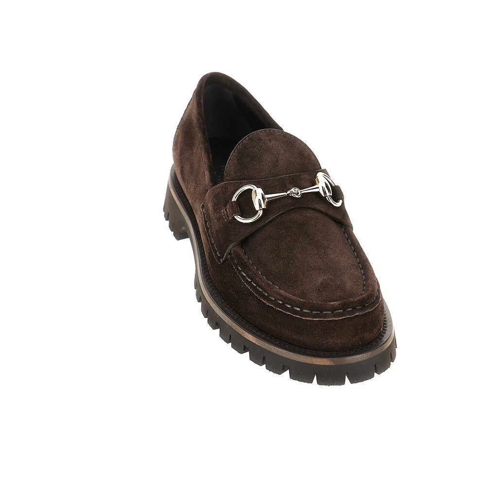 Suede leather loafers with Horsebit