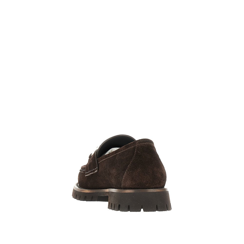 Suede leather loafers with Horsebit