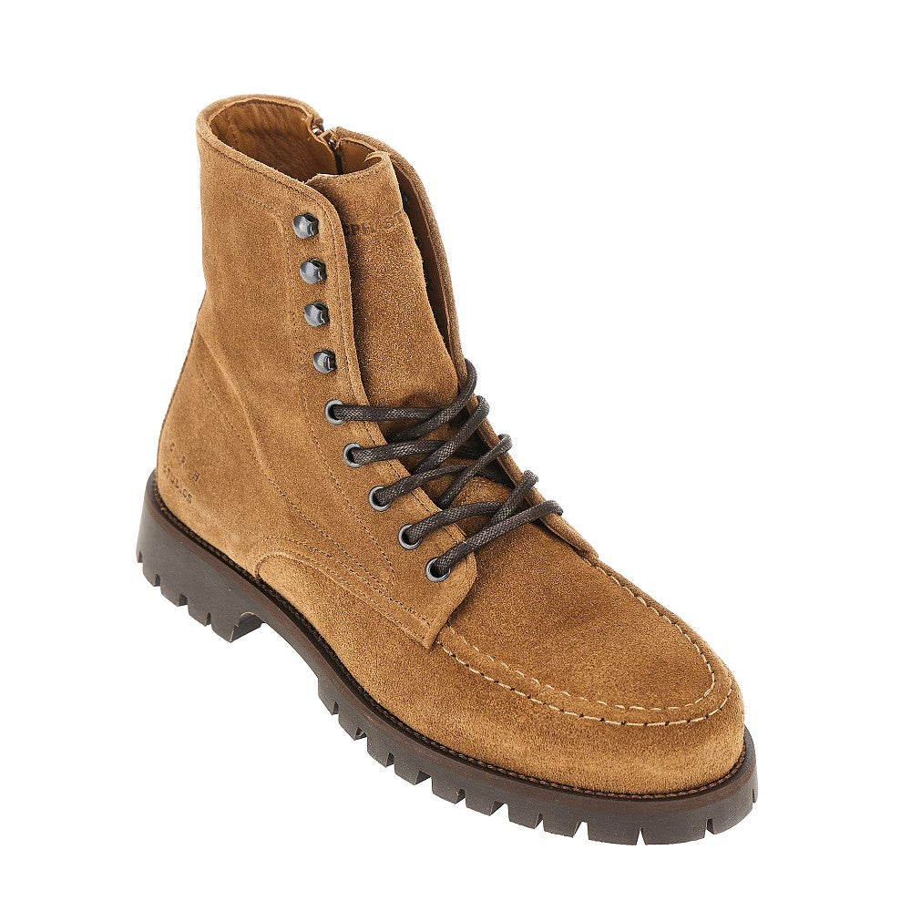 Suede leather laced boots