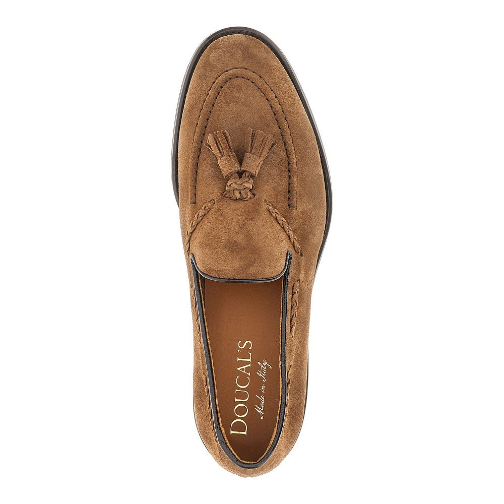 Suede leather loafers with tassels