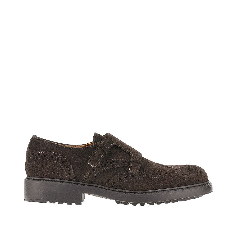 Suede leather double loop shoes