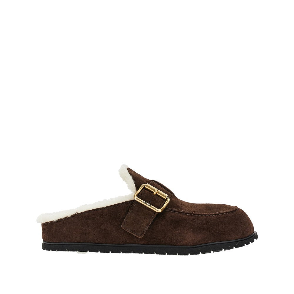 Sabot in pelle scamosciata e montone