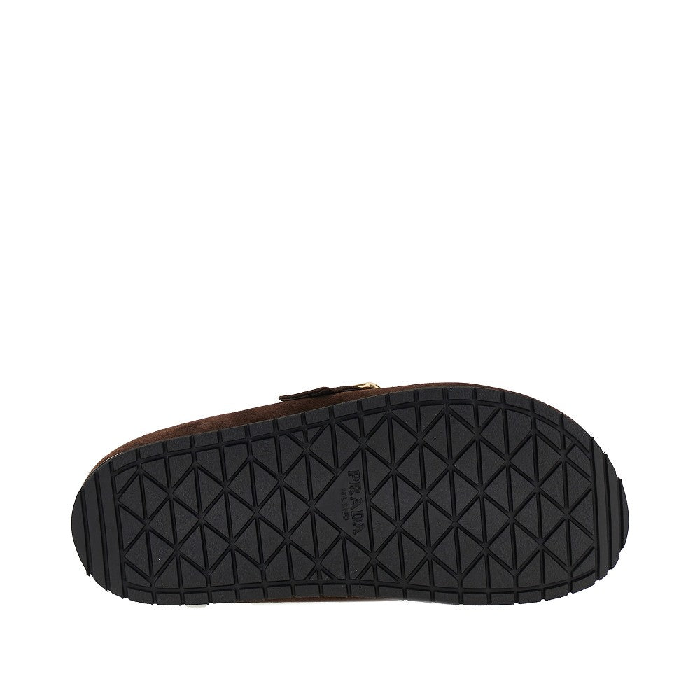 Sabot in pelle scamosciata e montone