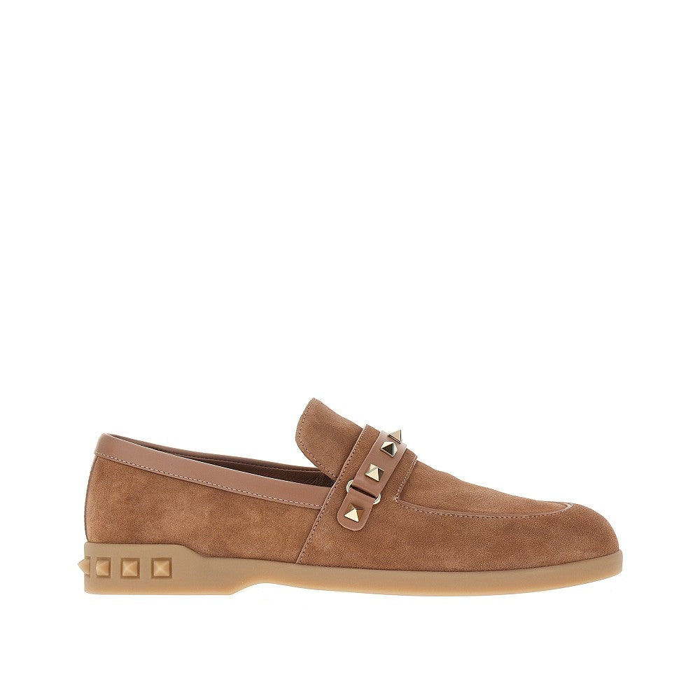 Suede leather Rockstud loafers