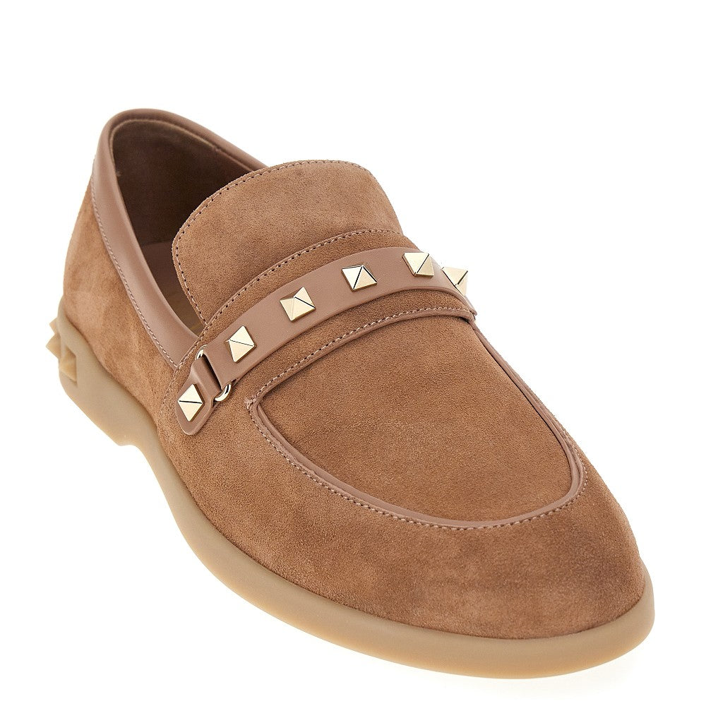 Suede leather Rockstud loafers