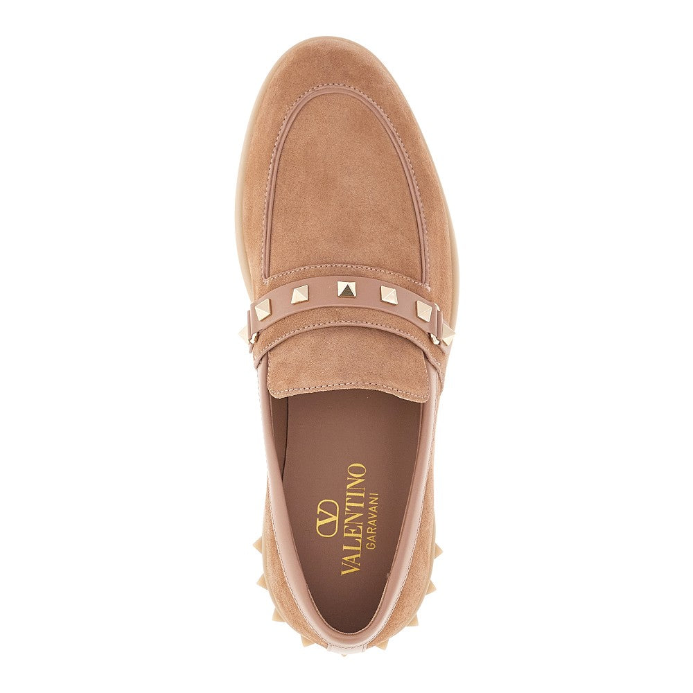 Suede leather Rockstud loafers