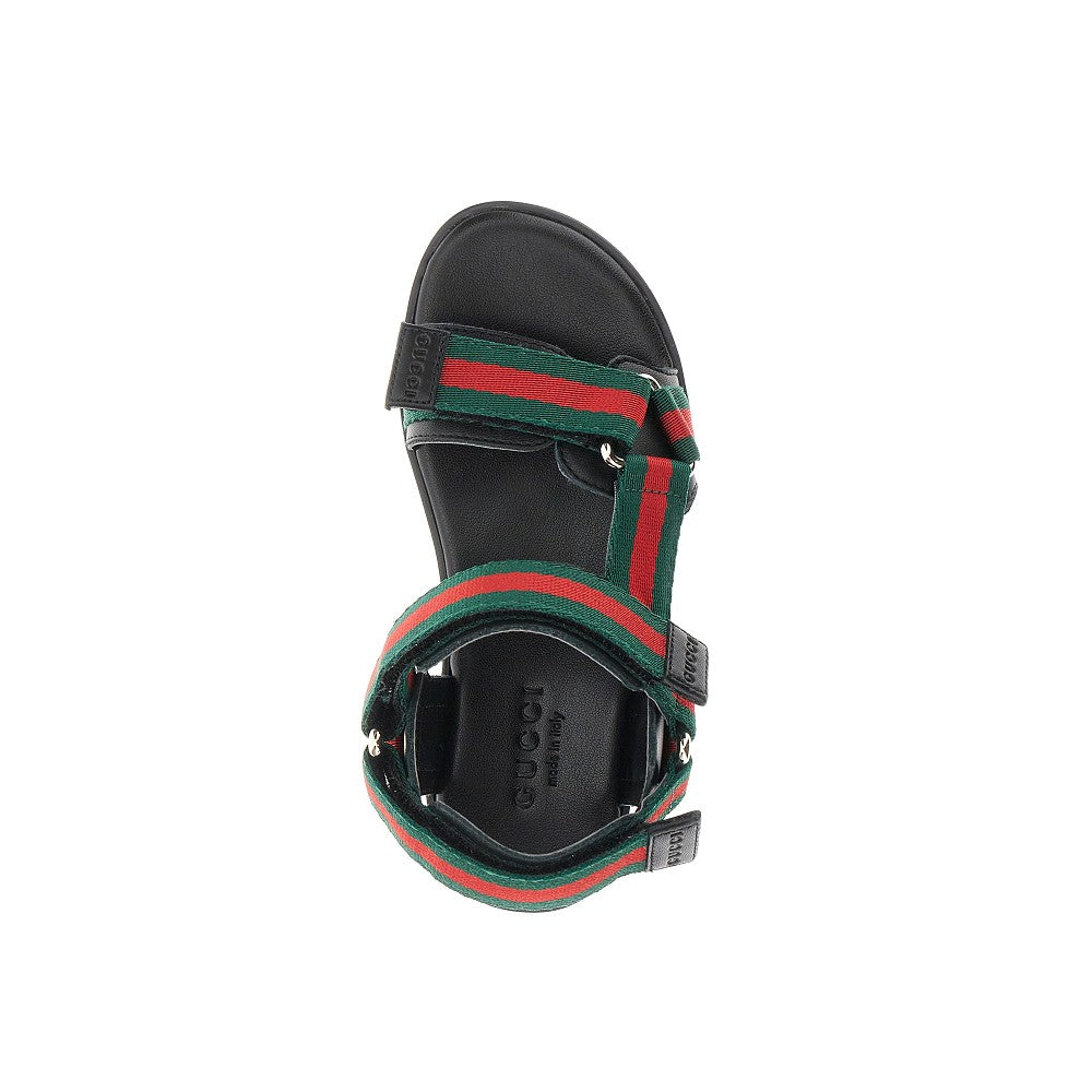 Nappa leather and Web ribbon sandals