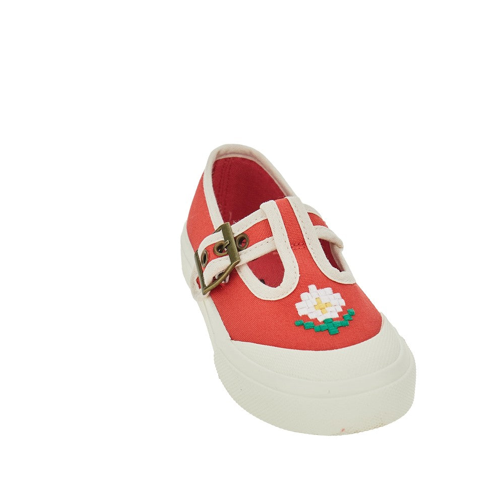 Scarpine in cotone con ricamo Pixel Daisy