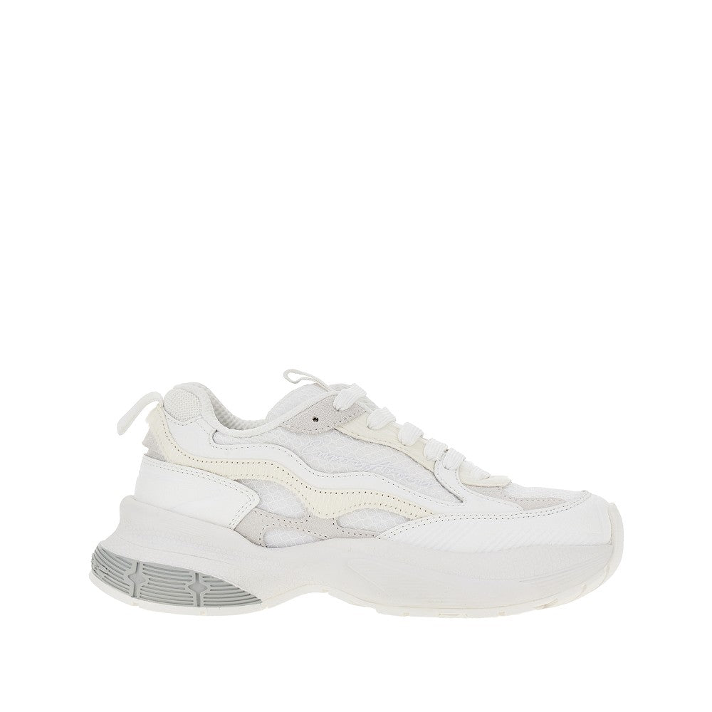 Mesh sneakers with leather details
