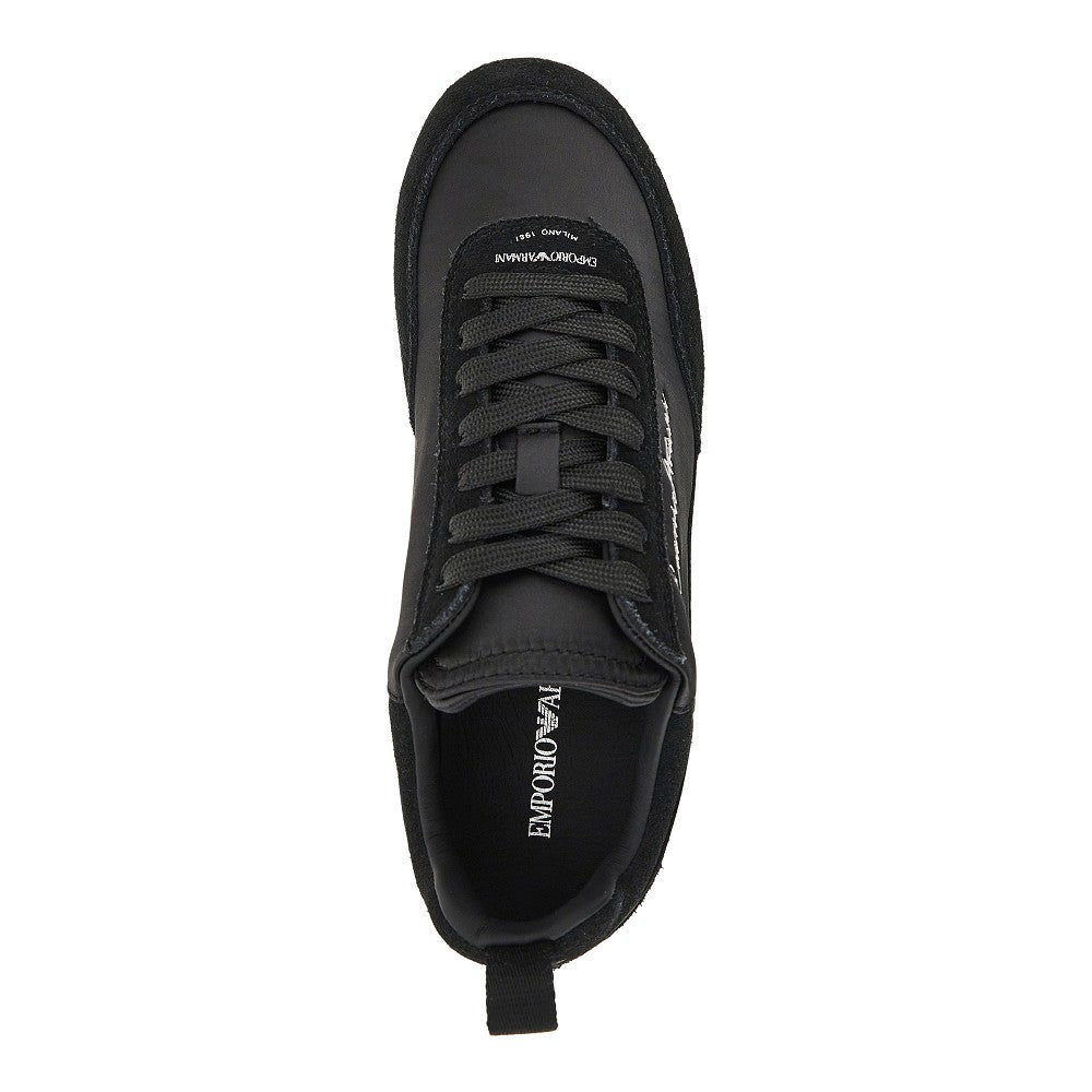 Sneakers in satin e pelle scamosciata