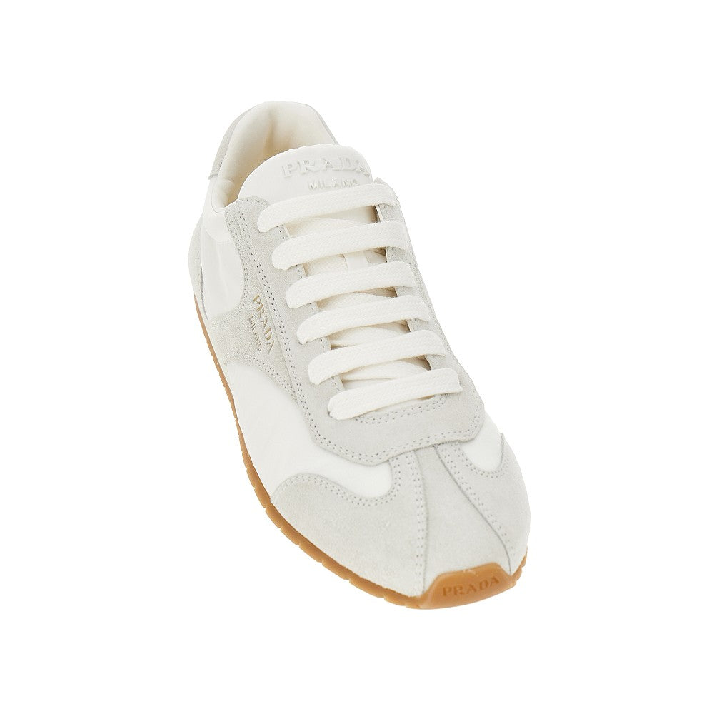 Suede leather and nylon sneakers