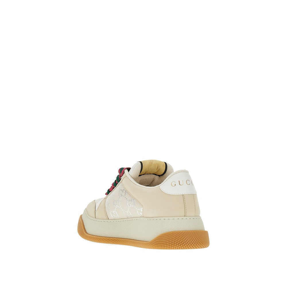 Lamé GG canvas and leather &#39;Screener&#39; sneaker