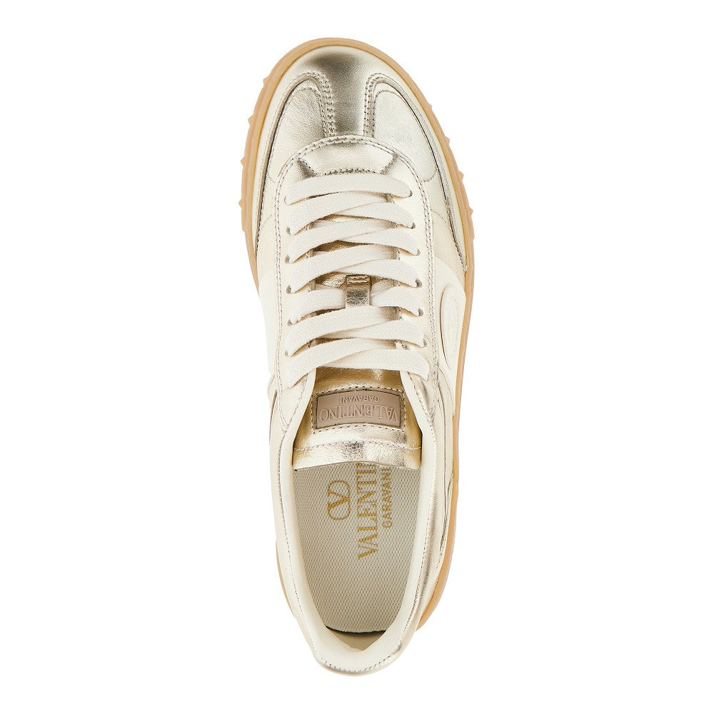 'Upvillage' metallic leather sneakers
