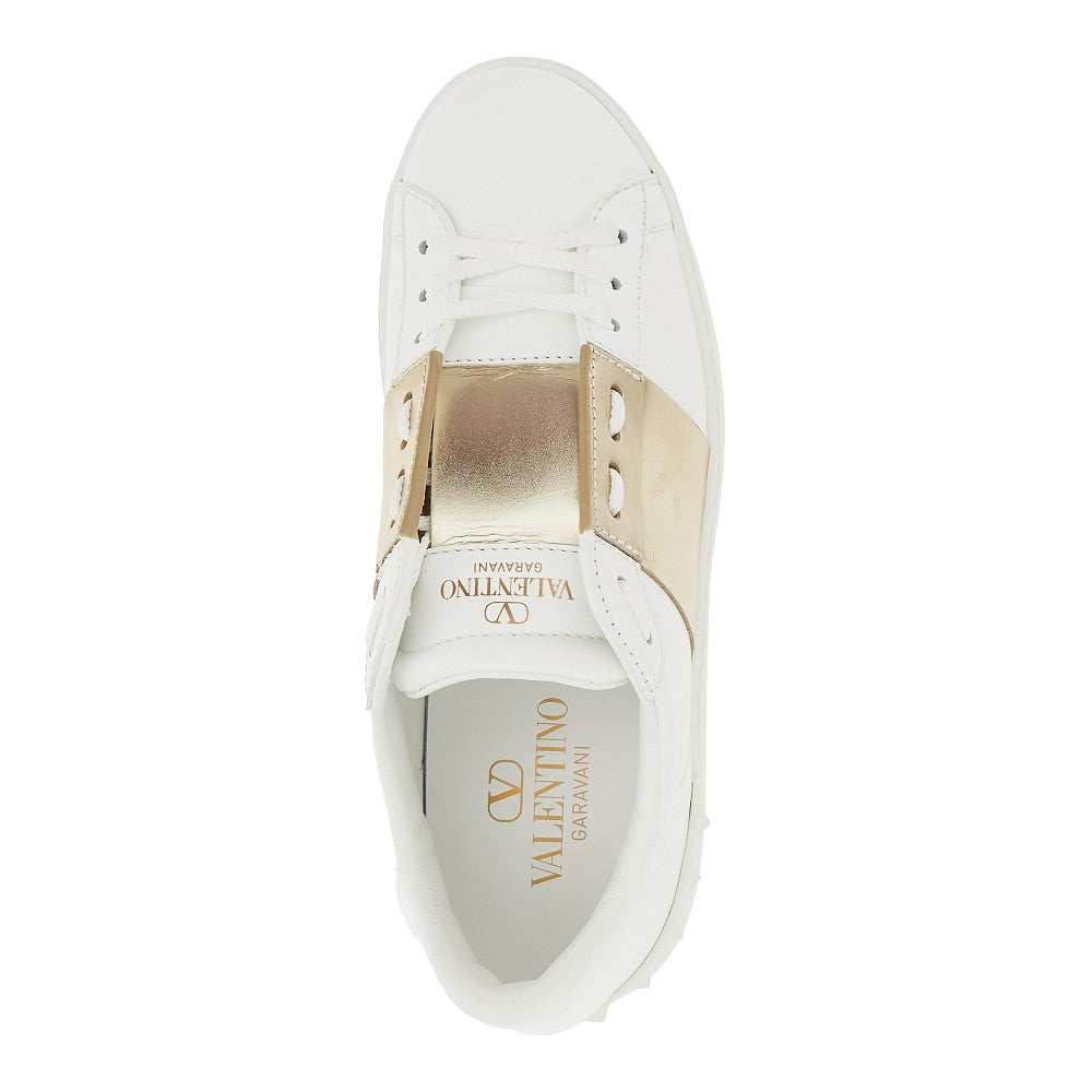 'Open' leather sneakers
