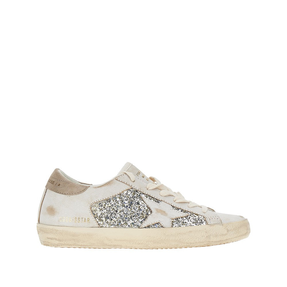Sneakers Super-Star in pelle e glitter