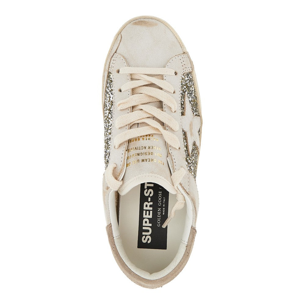 Sneakers Super-Star in pelle e glitter