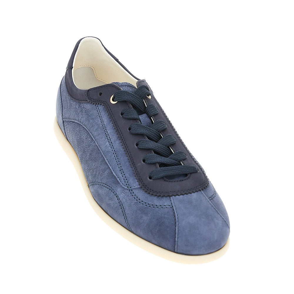 Texture nubuck leather sneakers