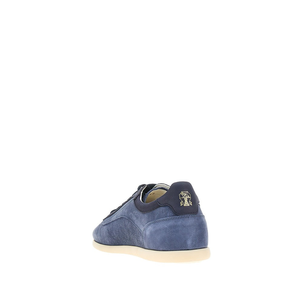 Texture nubuck leather sneakers