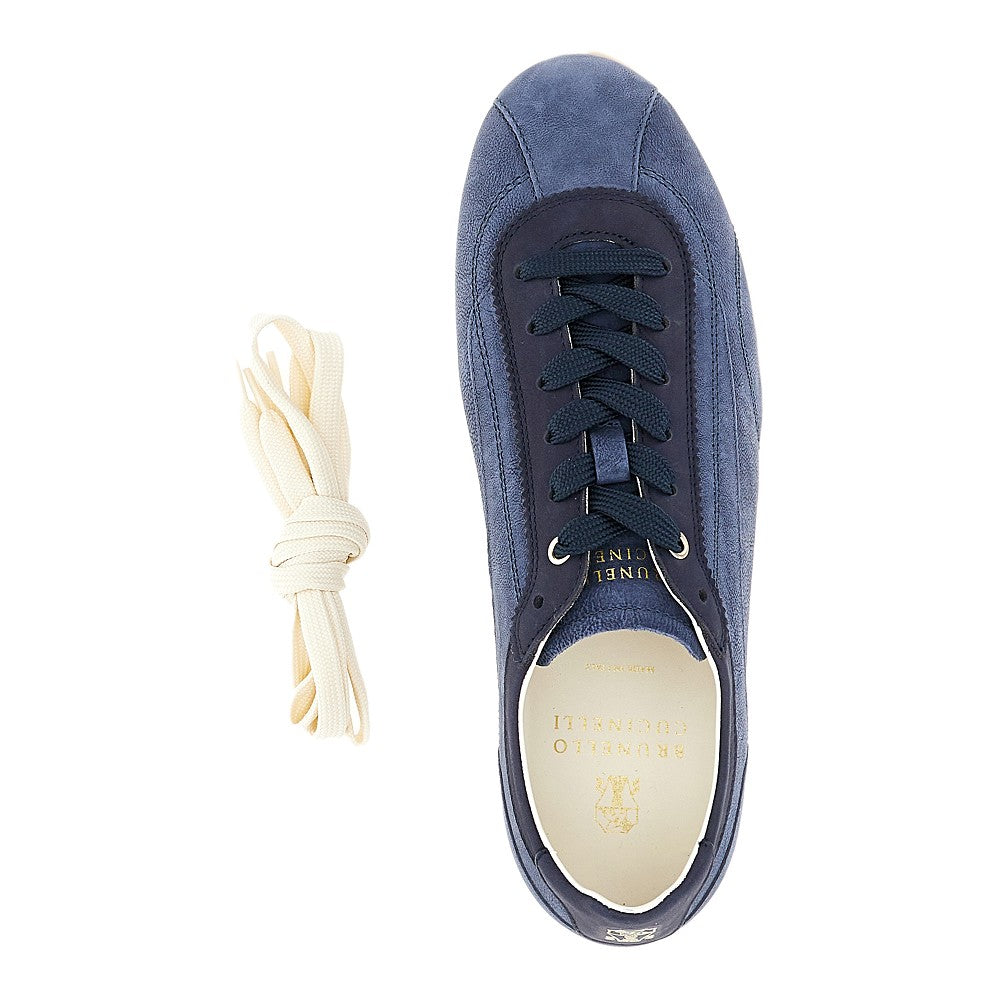 Texture nubuck leather sneakers